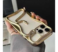 (Electroplated Gold, Multicolor) For iPhone 16 Pro Max Bumper Case 3D Snake Hollow TPU Phone Cover - Electroplated Black
