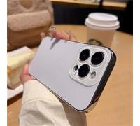 Electroplated Matte Acrylic Tempered Glass For iPhone Protective Case, Titanium Metal Original Color Phone Case For iPhone 11 12 13 14 15 Pro MAX Plus (12Pro,White)