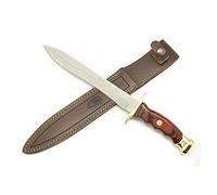 ELECTROPOLIS Cuchillo de Caza Muela Chevreuil CHEVREUIL-22R, Hoja MOVA de 22 cm, puño de Madera prensada Coral y latón + Tarjeta Multiusos de Regalo