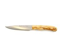 ELECTROPOLIS Cuchillo de Caza Muela Criollo CRIOLLO-14.OL, Enterizo, cachas de Madera de Olivo, Hoja de 13,5 cm, con Funda de Cuero marrón + Tarjeta Multiusos de Regalo