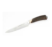 ELECTROPOLIS Cuchillo de Caza Muela Gaucho GAUCHO-16A, con puño de asta de Ciervo, Casquillo INOX, tamaño de la Hoja 16 cm + Tarjeta Multiusos de Regalo