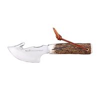 ELECTROPOLIS Cuchillo de Caza Muela Raccoon RACCOON-8A, desollador, puño de asta de Ciervo, virola de Acero Inoxidable, Hoja de 8 cm + Tarjeta Multiusos de Regalo