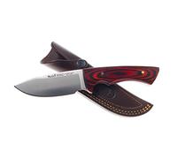 ELECTROPOLIS Cuchillo de Caza Muela Rhino RHINO-10R, cachas de Madera prensada Coral, Enterizo, Peso 220 Gramos, Hoja de 10 cm + Tarjeta Multiusos de Regalo