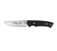 ELECTROPOLIS Cuchillo de Caza Muela Viking, cachas micarta Negra, Hoja de 11 cm, 228 Gramos, Incluye Funda de Piel de Color Negro, Viking.M-11M + Tarjeta Multiusos de Regalo