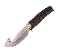 ELECTROPOLIS Cuchillo de Caza Muela Viper VIPER-11A, puño de asta de Ciervo y latón, Hoja MOVA de 11 cm, Peso 160 Gramos + Tarjeta Multiusos de Regalo.