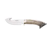 ELECTROPOLIS Cuchillo de Caza Muela Viper VIPER-11S, puño de asta de Ciervo con latón y Roseta, Peso 160 Gramos + Tarjeta Multiusos de Regalo