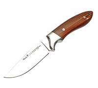 ELECTROPOLIS Cuchillo Enterizo de Caza Muela Cocker COCKER-11CO, cachas de Cocobolo, virola Alpaca, Hoja de 11 cm de Acero SANDVIK 14C28N + Tarjeta Multiusos de Regalo