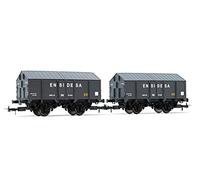 Electrotren- Ferrocarril, Material Rodante HE6009 R.N, Pack de 2 vagones Cubiertos de 2 Ejes Tipo PX ENSIDESA, época III, Color
