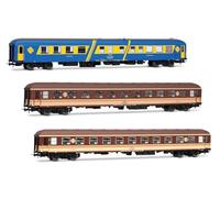 Electrotren HE4035 RENFE, Pack 3 Unidades 'Costa Brava', vagón Restaurante Azul y 2 x vagones litera decoración 'Estrella', EP. IV Autocares de pasajeros