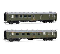Electrotren HE4037 RENFE, Conjunto de 2 Unidades de Coches 5000, equipajes BBD4 + Barra AAR, Fuelles Antiguos, librea Verde Oliva, EP. IV