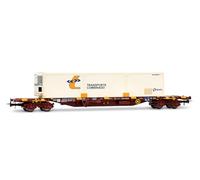 Electrotren HE6080 RENFE, 4-axle Container Wagon MMC3, with Refer Container Transporte Combinado, Oxid Red, EP. V