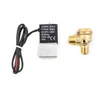 Electroválvula DC12V para compresor de aceite-aire, válvula de retención silenciosa con rosca G1/4, diseño normalmente abierto bidireccional, cuerpo de aluminio con tubo de latón y acero inoxidable (A