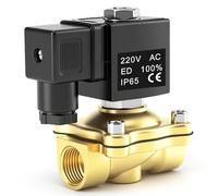 Electroválvula de Latón: 1/2" Válvula Electromagnética Válvula Solenoide Eléctrica Latón Normalmente Cerrado Solenoid para Agua Aire y Aceite