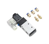 Electroválvula electrónica de 5/2 vías 4V210-08 DC 12 V BSPT G1/4 válvula neumática de metal 0,15-0,8 MPa IP65 para automatización industrial con 3 conectores y 2 válvulas reguladoras de flujo