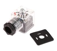 Electroválvula hidráulica para diseño transparente y luz indicadora, conector de bobina electromagnética de plástico DC 24V para herramientas eléctricas, 4,7 x 2,5 cm