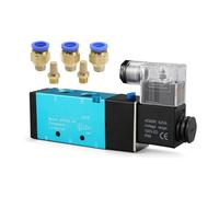 Electroválvula neumática de 5 puertos, vías, 2 posiciones, 8 mm, 10 y 12, conexión a manguera, control eléctrico, válvula magnética aire gas, V, 24 220(With-12mm-fitting,Motor With Bracket)