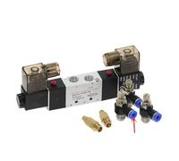 Electroválvula neumática de aire de doble bobina 4V220-08, 5 vías, 2 posiciones, 1/4" y 1/8", 12 V CC, 24 V CC, 110 V CA y 220 V CA.(SL8mm-Adjust,DC 12V)