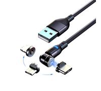 ElectroWorldFR Cable USB Cargador Magnético 540° 2 Metros LED 3 en 1 Tipo C/Micro/8 Pin 540°