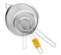 ELEEN Coladores de malla fina de acero inoxidable de alta calidad para cocina, juego de 3 piezas con mango antideslizante, tamices pequeños, medianos y grandes, coladores y tamiz para tamizar, colar