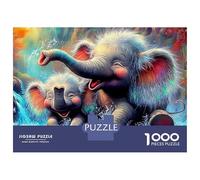 Elefant Spielen 1000 Piezas Rompecabezas Colorido DecoracióN Familiar Fröhlicher Elefant Jigsaw Desafíos Difíciles para Adultos 38x26cm/1000pcs