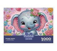 Elefante 1000 Piezas Juego de Rompecabezas Elefante Lindo y Detallado Escena Un Gran Relleno Festivo para Mayores de 10 Años Juego de Rompecabezas para Regalos para Hombres 52x38cm/