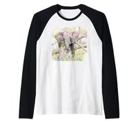 Elefante Africano Delicioso en Serengeti: diseño de Vida Silvestre de Tanzania Camiseta Manga Raglan