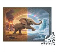 Elefante Africano Puzzle de 1000 Piezas Papel Puzzle para Adultos Escena Cambio Climático Decoración Hogar Relajación Regalo Familiar 70x50cm/1000pcs
