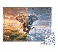 Elefante Africano Puzzle de 1000 Piezas Puzzle para Adultos Papel Temporada Lluvia Sequía Familia Relajación Decoración Regalo 52x38cm/1000pcs