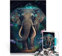 Elefante Animal Colorido Rompecabezas para Adultos 1000 Piezas Alivia el estrés Vacaciones en casa Matar el Tiempo Mejorar la Memoria 38x26cm