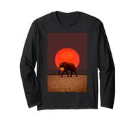Elefante Atardecer África Safari Vida Silvestre Fan Zoológico Amante Manga Larga