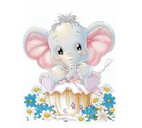 elefante bebé 5D Diamond Painting, Pintura Diamante Kit Manualidades adultos 25x35cm, DIY flor Diamond Painting Niños Completo Diamantes Cristal Conjunto Punto Cruz, Decoracion Hogar Dibujos N1-177