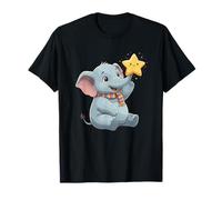 Elefante bebé Kawaii alcanzando una Estrella Feliz Camiseta