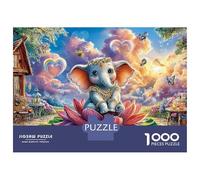 Elefante Bike Ride Puzzle 1000 Piezas para Adultos Y Niños Baby Elefante Lotus Rompecabezas DIY Juego Educativo Regalo De Decoración del Hogar 52x38cm/1000pcs
