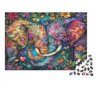 Elefante Colorido Flores Tropicales Puzzle de 1000 Piezas Puzzle para Adultos Puzzle de Papel Puzzle para Toda la Familia Relajación Decoración Regalo 38x26cm/1000pcs
