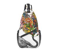 Elefante con Flor en Forma de corazón Ardilla Linda Bolsa de Pecho de Alta Capacidad de Almacenamiento Diagonal Sling Mochila Crossbody Bandolera para Hombres Mujeres