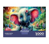 Elefante cósmico Rompecabezas 1000 Piezas - Papel Reciclado & Mejora De La Concentración Gentle Garden Vista a los Animales - para La Familia 38x26cm/1000pcs Regalo para Adultos