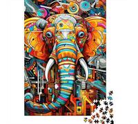 Elefante Creativo Colorido Puzzle de 1000 Piezas Puzzle para Adultos Material de Papel Estilo mecánico Abstracto Relax Enfoque Decoración Regalo Familia 38x26cm/1000pcs