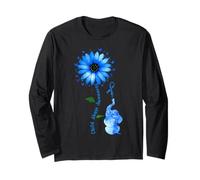 Elefante de cinta azul claro girasol de conciencia sobre abuso infantil Manga Larga