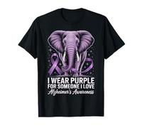 Elefante de concienciación sobre el Alzheimer viste púrpura Alguien que amo Camiseta