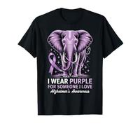 Elefante de concienciación sobre el Alzheimer viste púrpura Alguien que amo Camiseta