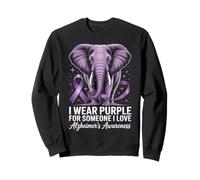 Elefante de concienciación sobre el Alzheimer viste púrpura Alguien que amo Sudadera
