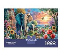 Elefante de Dibujos Animados Puzzle De 1000 Piezas Criaturas del Bosque Juegos Educativos Rompecabezas De Decoración Hogareña Juego De Rompecabezas para Toda La Familia 52x38cm/1000pcs