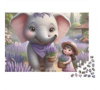 Elefante de Dibujos Puzzle para Adultos Puzzle de 1000 Piezas Campo de Lavanda Juego de Puzzle 1000 Piezas Antiestrés Hogar 52x38cm/1000pcs