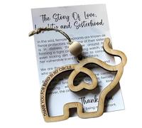 Elefante de Hermandad, 2 Colgantes para árbol de Navidad, de Elefante de Madera con Tarjeta de Historia, Bolsa de Gasa Transparente, para Mujeres, Hermanas, Amigas, decoración de Bolsa