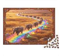 Elefante de la Pradera Puzzle de 1000 Piezas Juego de Puzzle 1000 Piezas Camino Arcoíris Relajación Familia Concentración Regalo Hogar 52x38cm/1000pcs