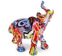 Elefante Decor Creativity Graffiti - Figuras de elefante de resina de 6.7 pulgadas, estatuas de elefante coloridas para decoración del hogar, estatua de elefante, adecuada para rellenar la decoración