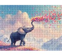 Elefante Dibujos Animados Puzzle 3000 Piezas Adultos, Rompecabezas con Letras en la Parte Posterior - Piezas Que Encajan Perfectamente, Reto de Concentración, Regalo para Mujer, 122 x 81 cm w0-121