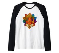 Elefante Dios India Meditación Hindú Ganesha Mandala Flor Camiseta Manga Raglan