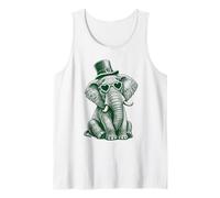 Elefante Divertido con Gafas de Sol Shamrock Día de San Patricio Camiseta sin Mangas