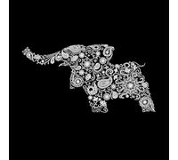 Elefante en un garabato de adorno indio clásico Calcomanías de pared 54.4x106.2cm No se cae Blanco